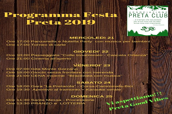 Programma festa Preta 2019 